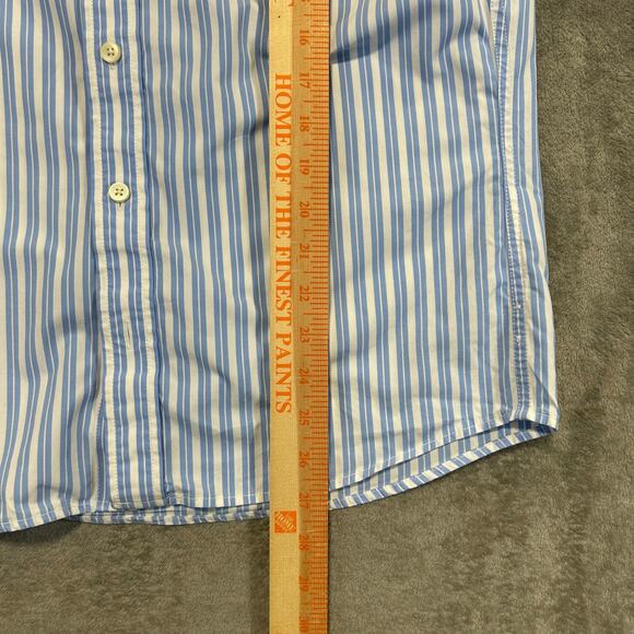 Abercrombie and Fitch Muscle Shirt Medium Blue & White Stripe Button Up Preppy - Picture 8 of 9